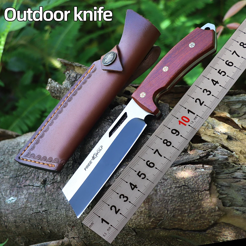 

Новинка 2024, охотничий нож для кемпинга, прямой нож с фиксированным лезвием, тактический нож с отверстием для окон и ножнами