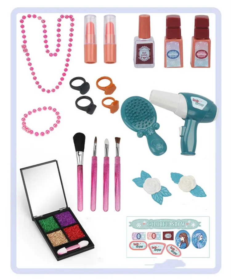 High Quality LED Lights music Kids Cosmetics Dressing table lipstick nail polisheye shadow Play house Interactive Toy baby gift 5