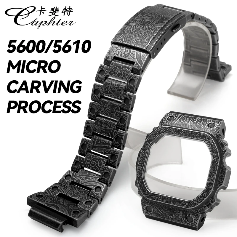 

MOD Kit Compatible With DW5600 GW-M5610 GW-B5600 Metal Square Watch Case Bezel 316 Stainless Steel Watchband Bracelet Conversion