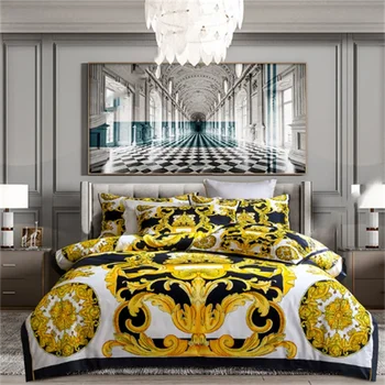 Luxury Baroque Style Bedding Set Digital Printing Queen King Size Duvet Cover Set Linen Pillowcases Home Textile 1