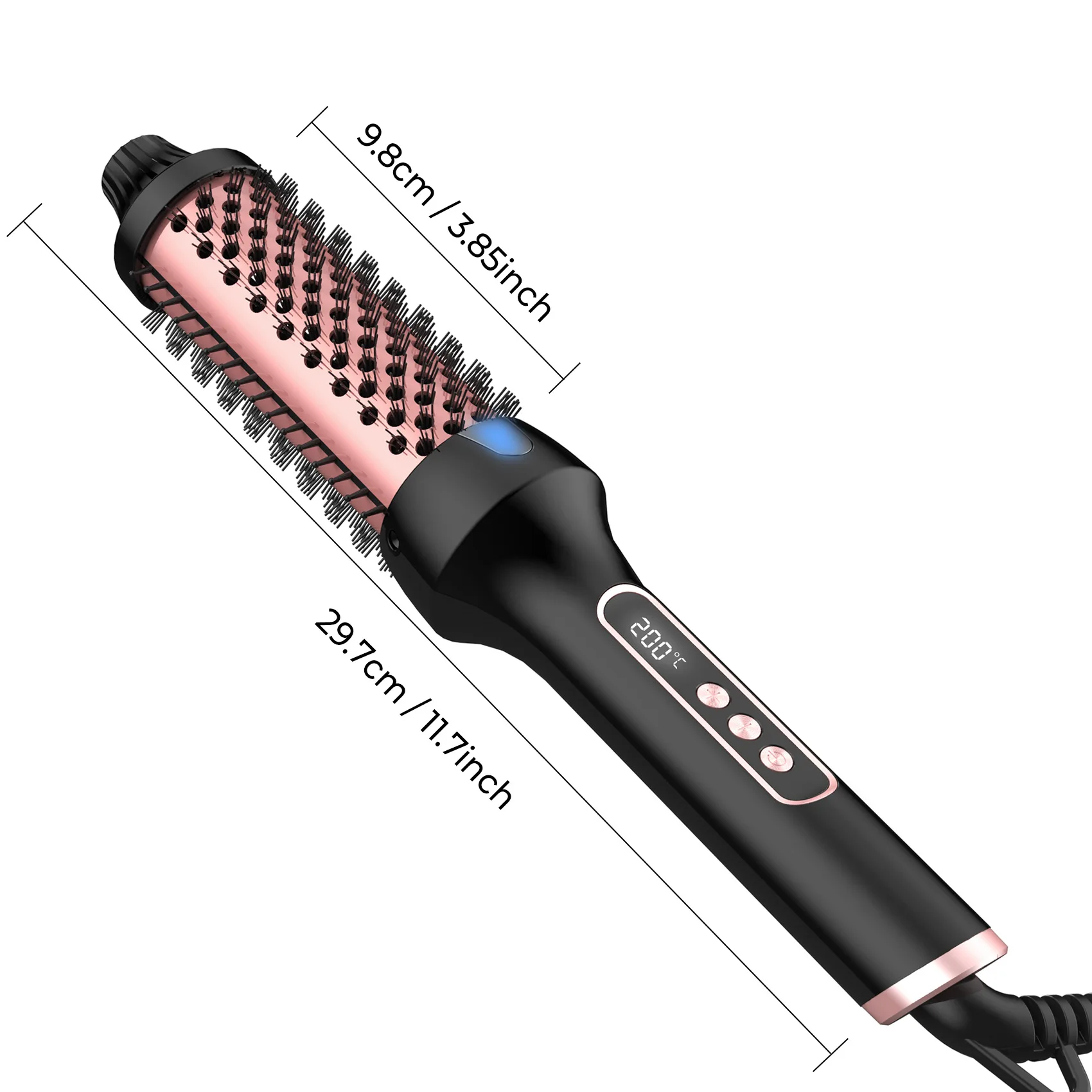 Heated Styling Brush 3-in-1 Ionic Hair Curler/Straightener with Anti-Scald Electric Curl Wand Curling Iron Hair Styling Tools