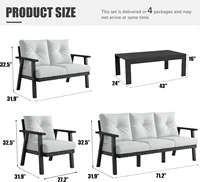 Modern Aluminum Patio Wicker Sofa and Seating Set - Image 2