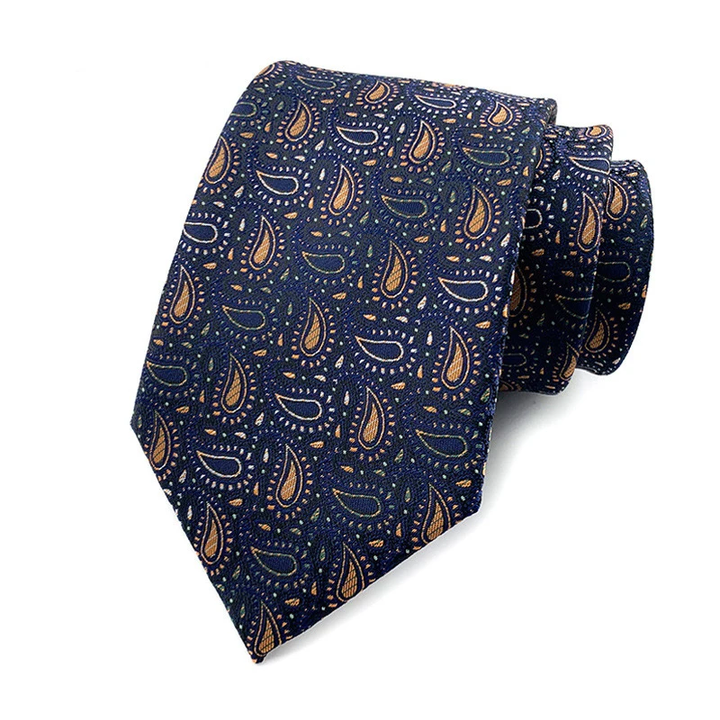 

YISHLINE Ties For Men Necktie Navy Paisley Ascot Gravatas Corbatas Para Hombre Bouton De Manchette Accessories TK05