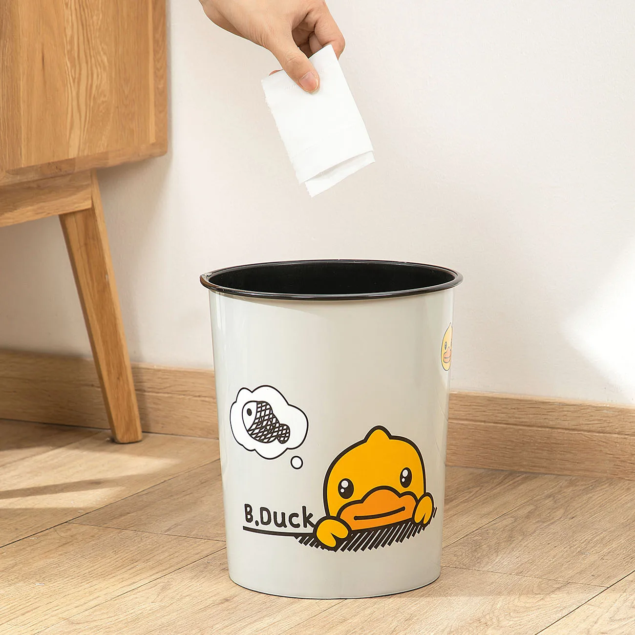 Beautiful Pattern Trash Can Plastic Trash Can For Home Bathroom Kitchen Paper Basket