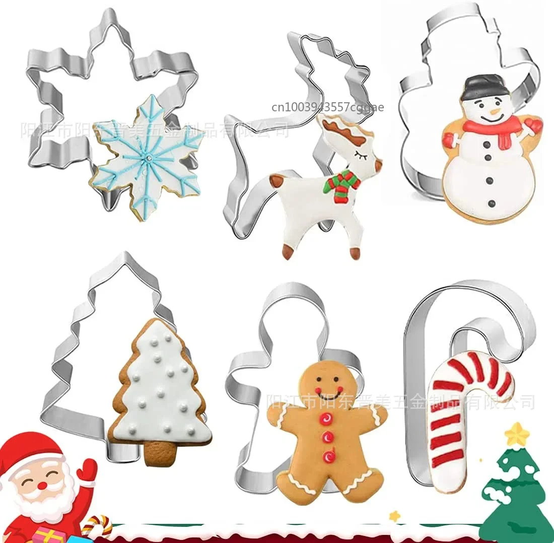 Christmas Cookie Cutter Gingerbread Xmas Tree Mold Christmas Cake Decoration Tool Navidad Gift DIY Baking Biscuit Mould 6Pcs/set