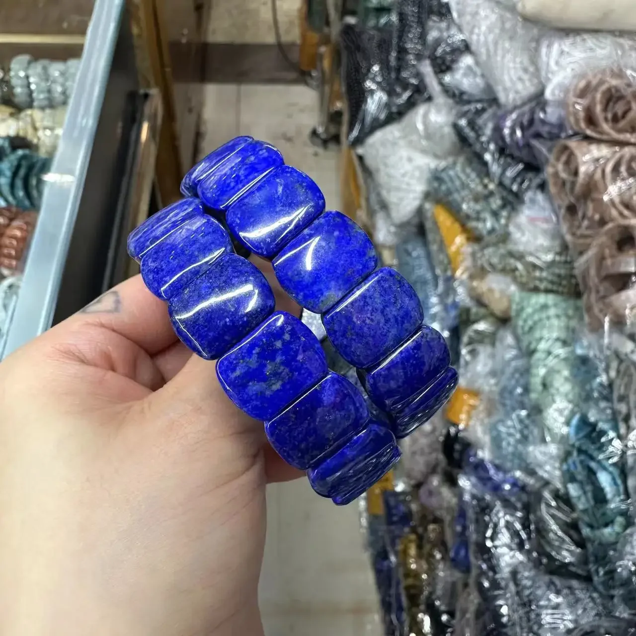 새로운 매력 에너지 청금석 비즈, 12 × 16mm 팔찌, 천연 보석 보석, 남성용 여성용 팔찌, 도매