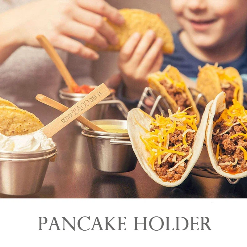 Taco Holder Stainless Steel Stand Mexican Food Rack Shells 1-4 Slots Kitchen Baking Tool Pie Tools Bakeware Kitchen Tools