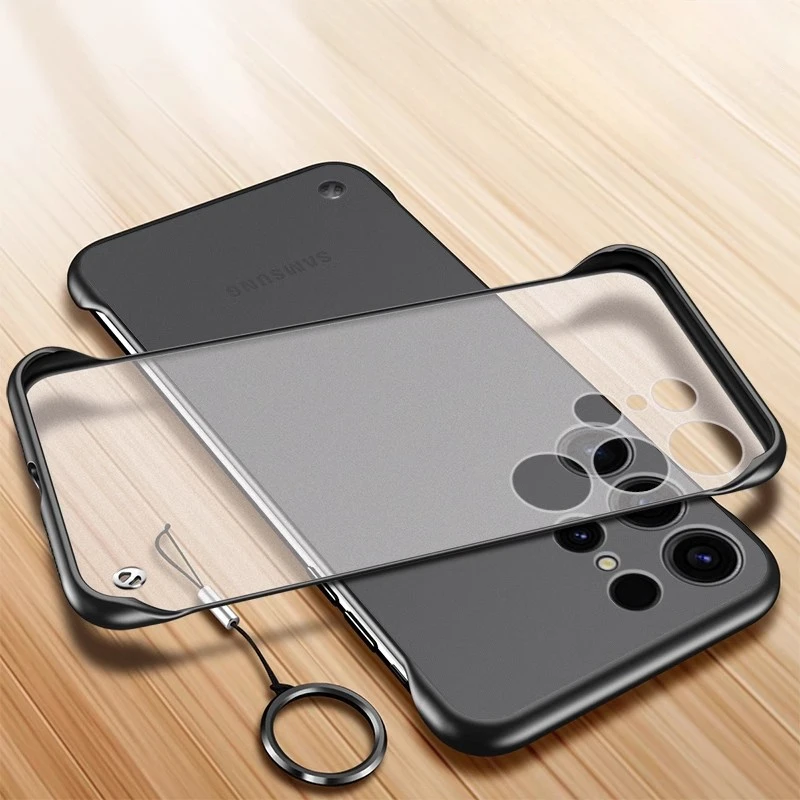 Ultra Slim Frameless Matte Translucent Phone Case with Ring Cover