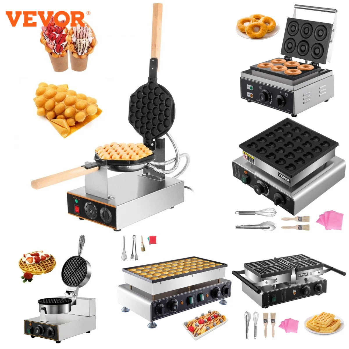 

VEVOR Commercial Egg Waffle Cookie Making Machine Donut Making Pancake Machine Stainless Steel