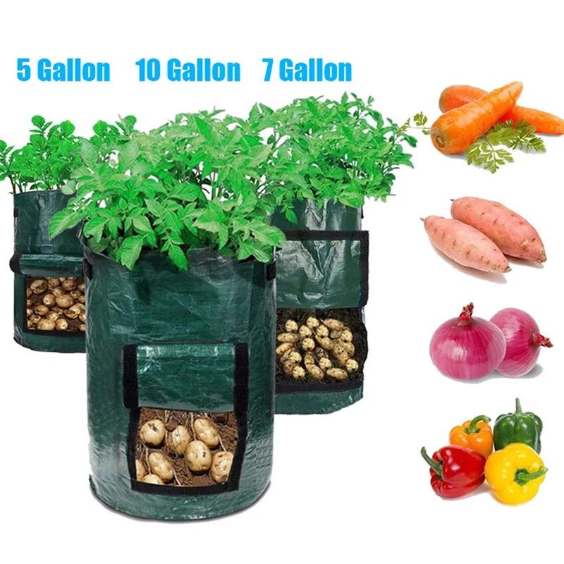 Potato Grow Bag PE Vegetable Onion Plant Bag with Handle Thickened Garden Carrot Taro Peanut Growing Bag Seedling Pot