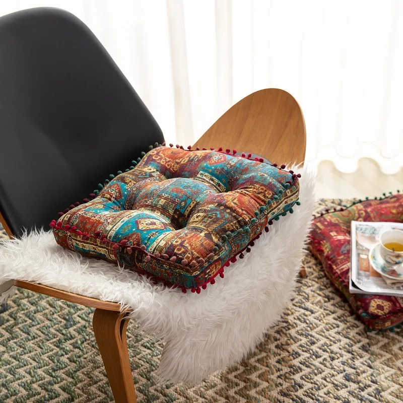 Ethnic Style Square Seat Cushion Household Bedroom Balcony Collapsed Rice Floor Cushion Thickened Bay Window Windowsill Cushion 4