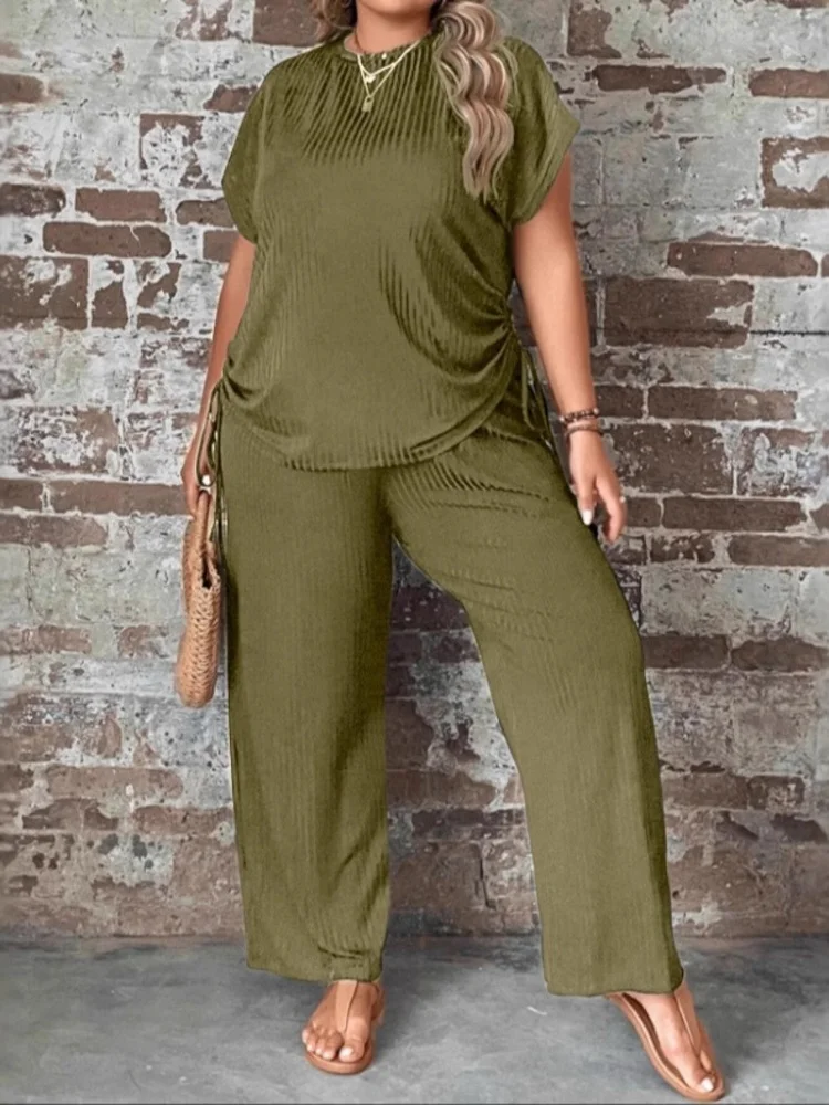 Wmstar Two Piece Set Women Wholesale Woman Plus Size for Spring Summer Casual Fashionable Round Neck Multi Color Loose 2025