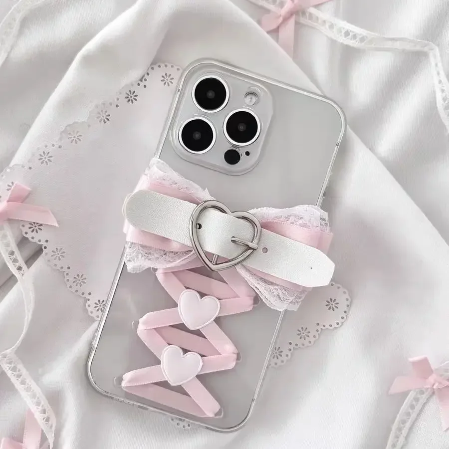2023 балетный стиль чистый Desire лента бант кружевной чехол для телефона iPhone 14 Pro iPhone 13 Pro max12 милый крутой милая девушка симпатичный чехол для телефона