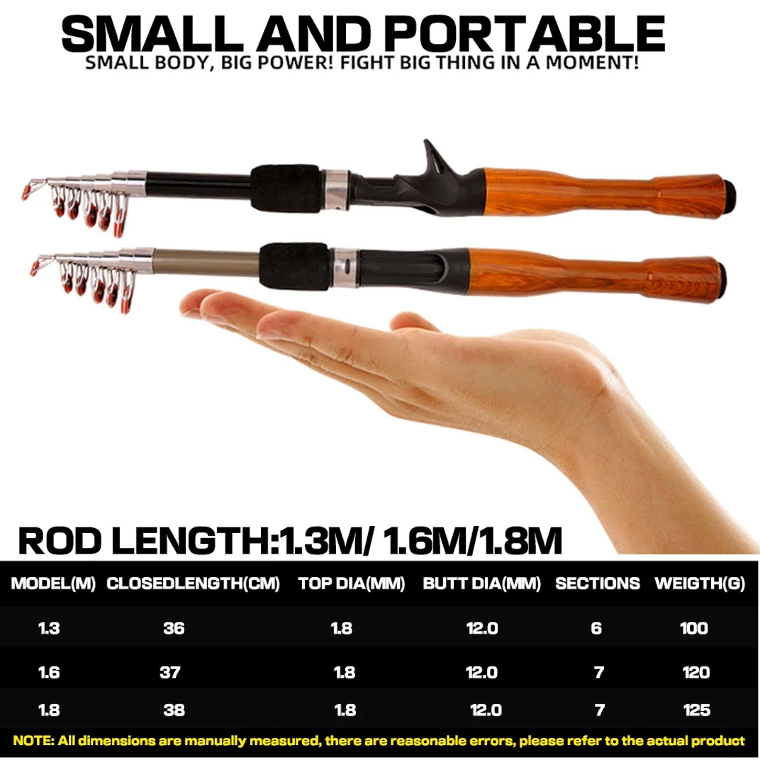 Fishing Pole Set Fishing Rod And Reel Combo Fishing Rod GHOTDA New Fishing Rod Reel Combo Portable Mini 1.3/1.6/1.8M Small and portable Fishing Rod and 17 + 1BB Baitcasting Reel Set