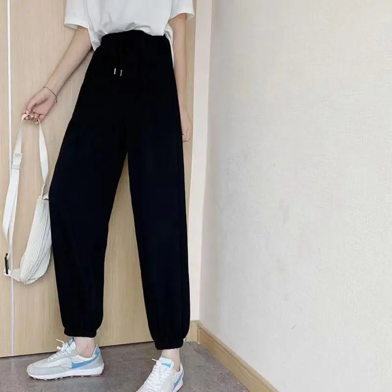 여성 스포츠 바지 가을 새로운 느슨한 패션 대형 스포츠 바지 블랙 가을, 겨울 조깅 바지 스트리트 스타일 바지