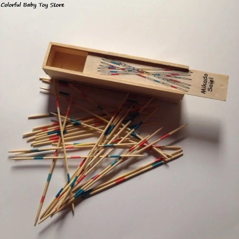 Traditional Mikado Spiel Pick Up Sticks With Box Game Spillikin Game Multiplayer Baby Educational Wooden 30Pcs