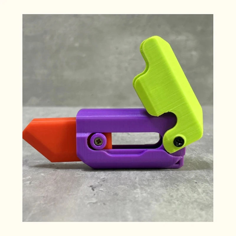 3D Carrot Gravity Knife Fidget Toys Children Fun Decompression Push Card Small Toys 3D Printing Plastic Carrot Knife