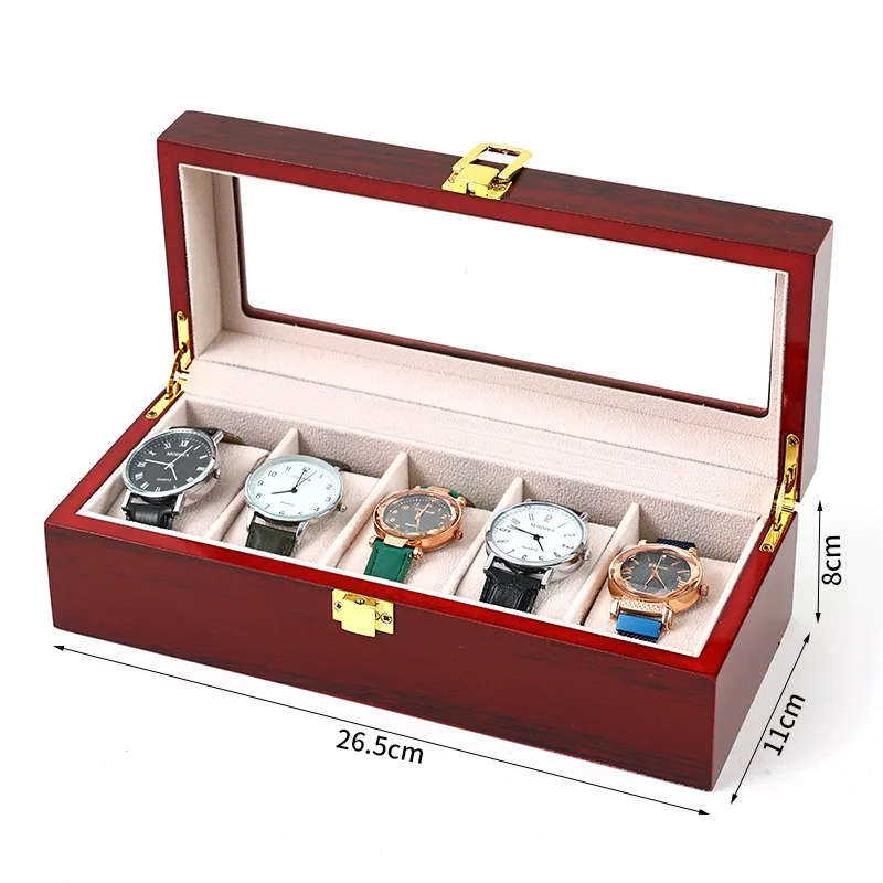 2/3/5/6/10/12 Grids Luxury Wooden Watch Holder Box For Men and Women Glass Top Jewelry Organizer Stroge Cases Clock Gifts Boxes