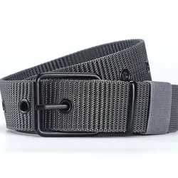 Unisex Trendy Canvas & Leather Eyelet Belt - Perfect for Outdoor Sports and Casual Wear (GRAY)