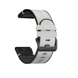 Versatile Silicone Leather QuickFit Smart Watch Band Strap for 26mm Fenix 8 - 51mm (White)