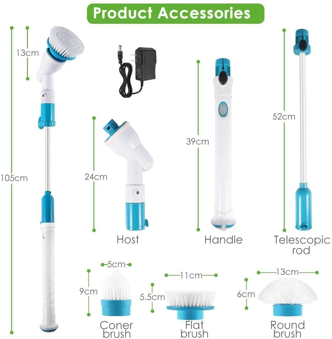 YKYI Electric rotary washing brush, cordless cleaning brush, shower  cleaning brush, 8 replaceable brush heads - AliExpress