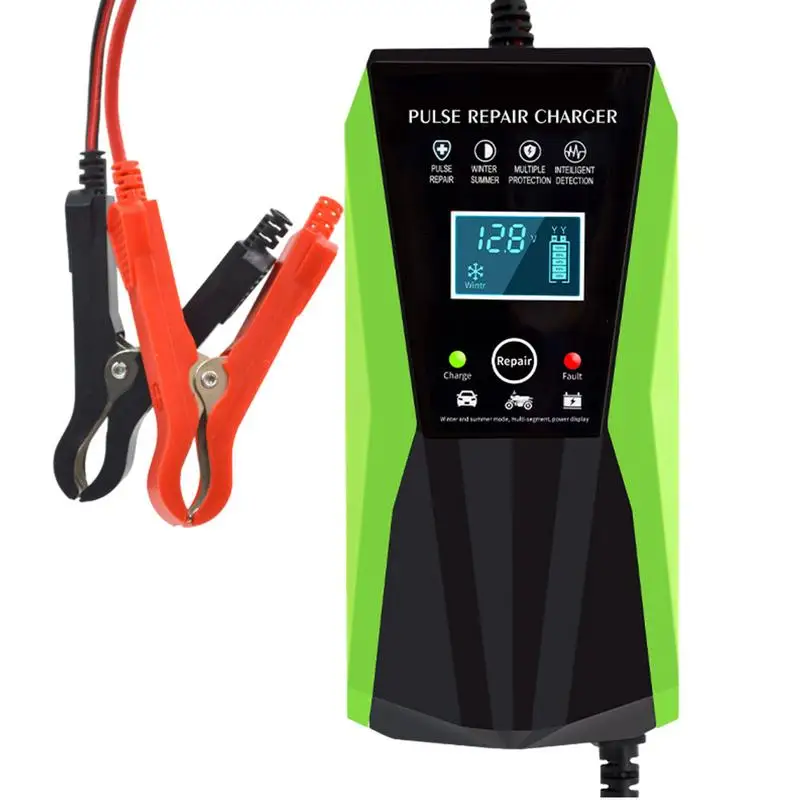 

Car Battery Charger 12V 6A Pulse Repair AGM Deep Cycle GEL Lead Acid LCD Display Smart Fast Charge Charger For Auto Motorcycle