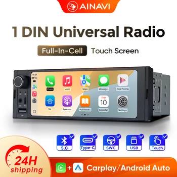 AINAVI K40 Universal 1 Din MP5 Tipo-C USB BT Pantalla HD IPS Carplay Radio para Auto Inalámbrico Android Auto Multimedia para Auto 1 Din Estéreo para Auto 1
