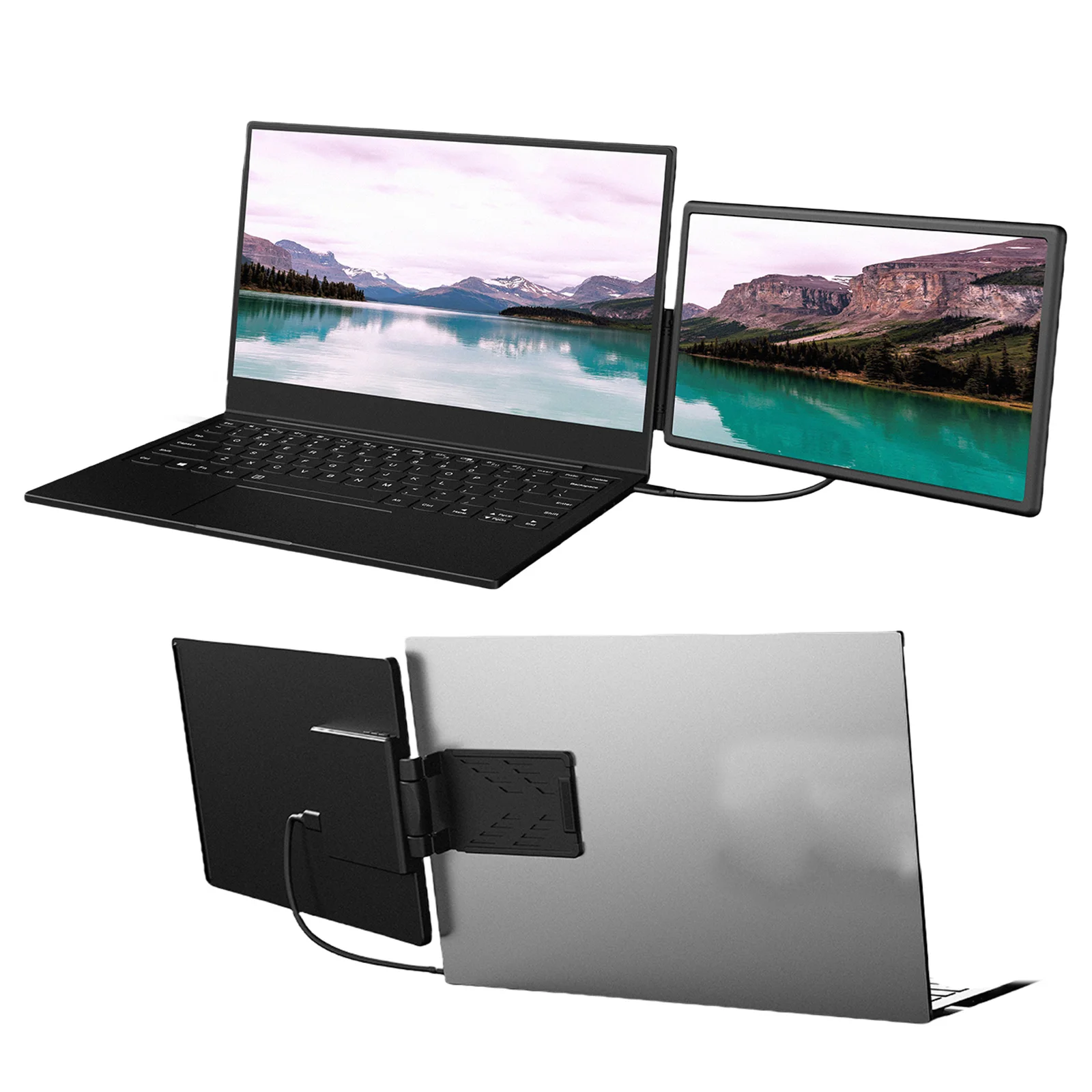 13.3인치 휴대용 FHD IPS 디스플레이 모니터 플러그 앤 플레이 회전식 확장 스크린 USB-C/HDMI 호환 노트북 액세서리