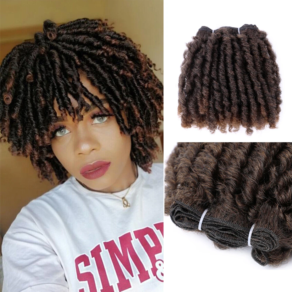 Short Afro Twist Double Weft Hair Weaving Synthetic Dreadlocks Bundles ...
