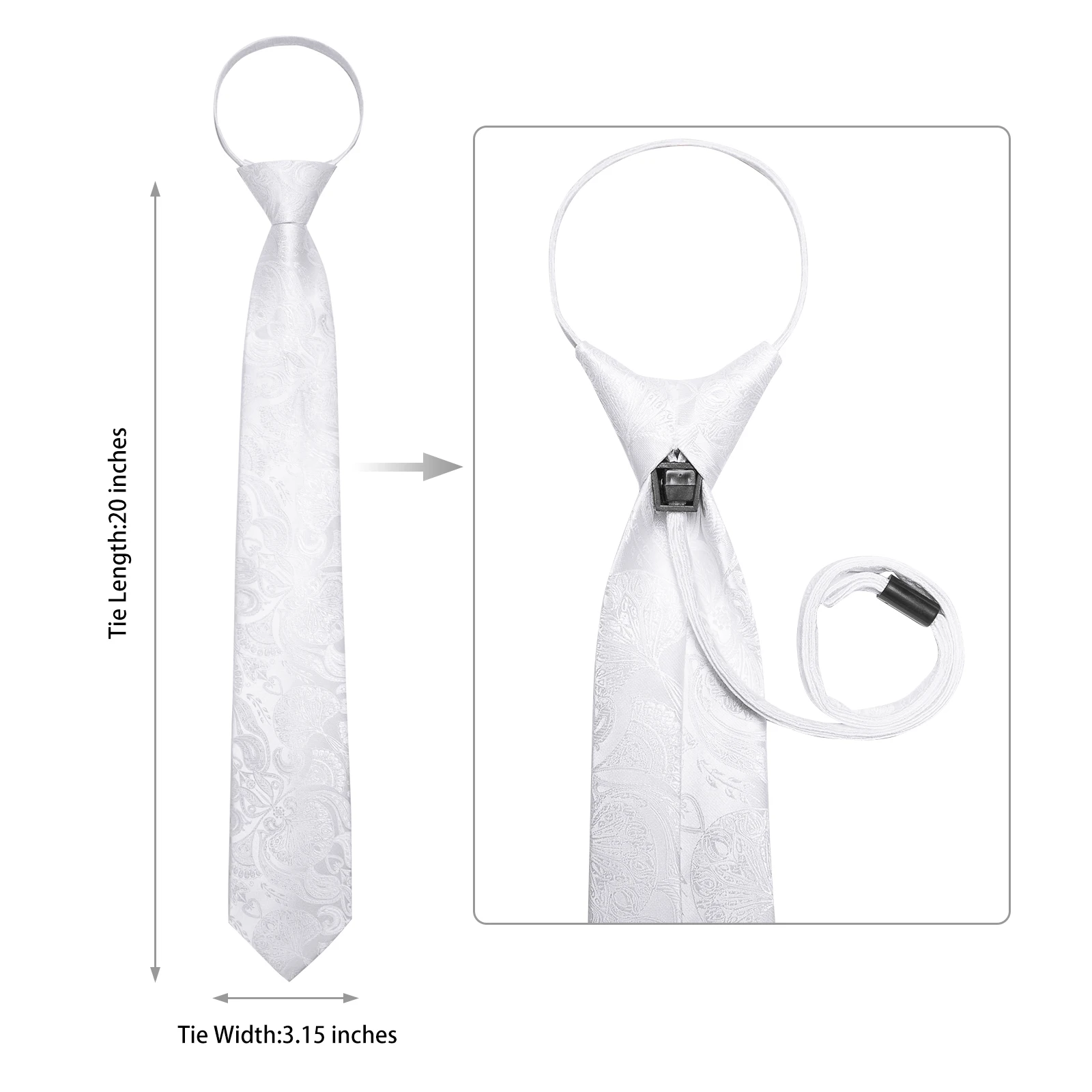 Neck Tie Men's Zipper Ties Pre-tied 8CM Lazy Necktie with Pocket Square Cufflinks For Business Wedding Prom Men Accessories Gravats Gift
