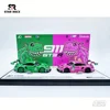 **Ready Stock**SR 1:64 STAR RACE Porche 911 GT3 Tyrannosaurus Green/Pink paint alloy car model set,Safe packaging 1