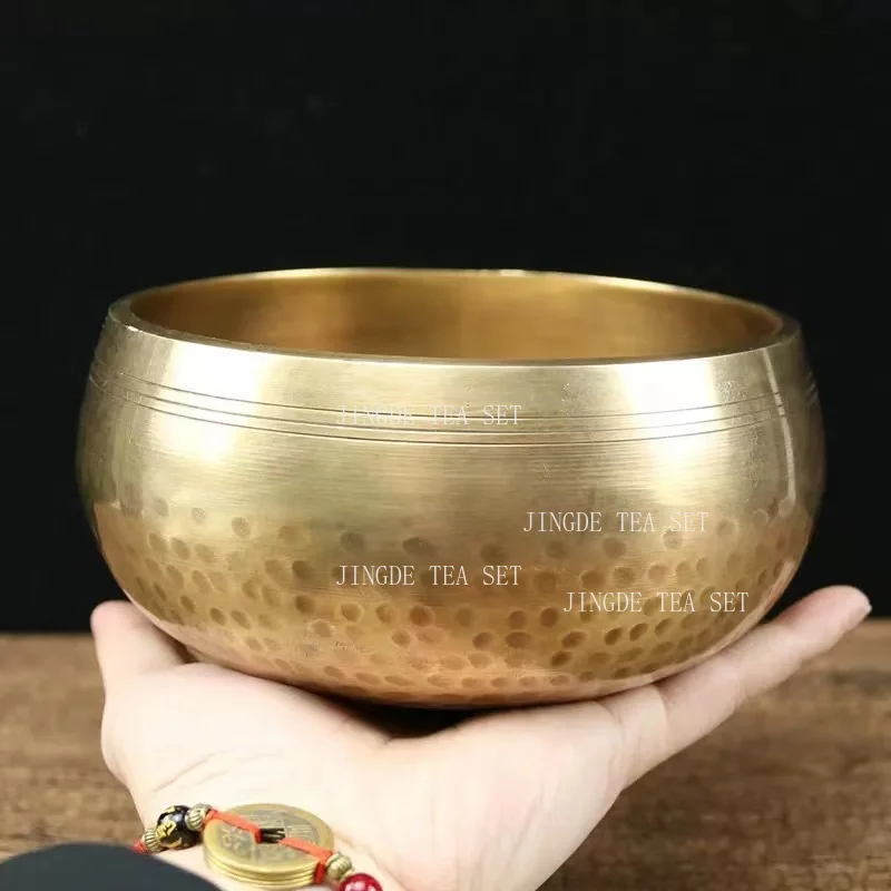 Brass Nepal Handmade Leather Stick Xizang Buddhism Vocaling Bowl Yoga Meditation Singing Bowl Feng Shui Decoration