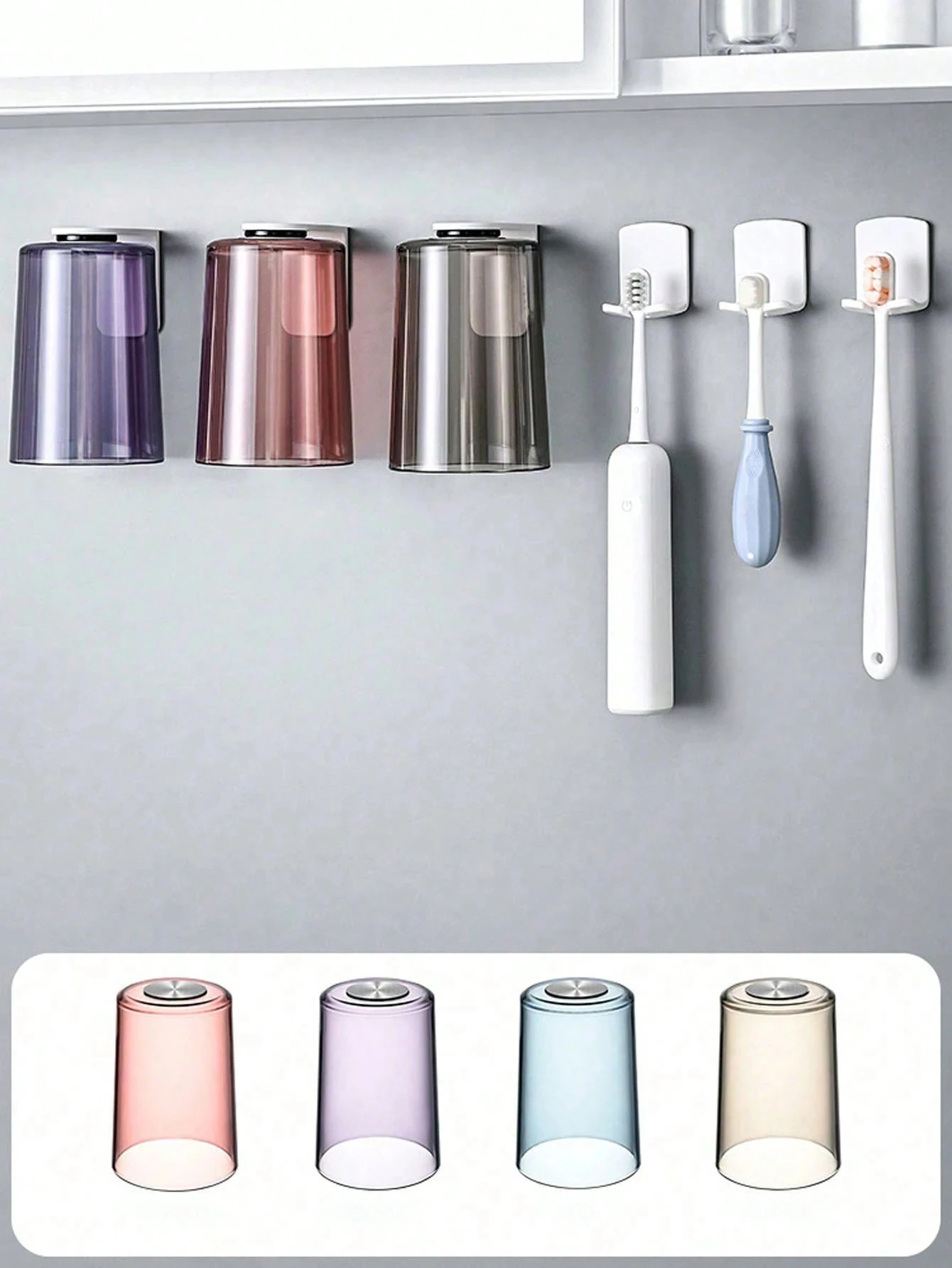 Soporte magnético para cepillos de dientes con vaso de pared_voghion.com