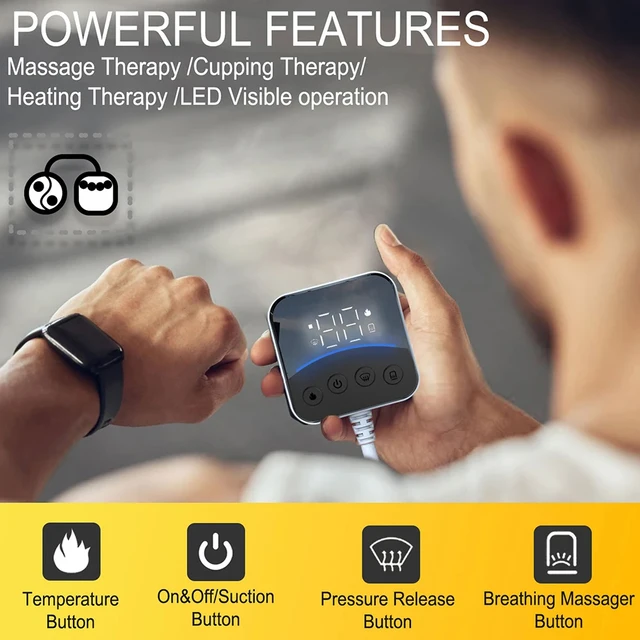 Smart LCD Visual Vacuum Cupping Massager With Remote Controller, Electric Heating Body Gua sha Scraping Suction Cup Massager 3