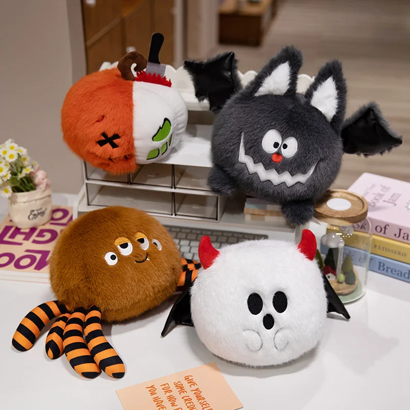 Halloween Pumpkin Bat Doll Holiday Plush Toys Lovely Soft Plant Stuffed Doll Holidays Props Birthday Gift Decor Throw Pillow 4