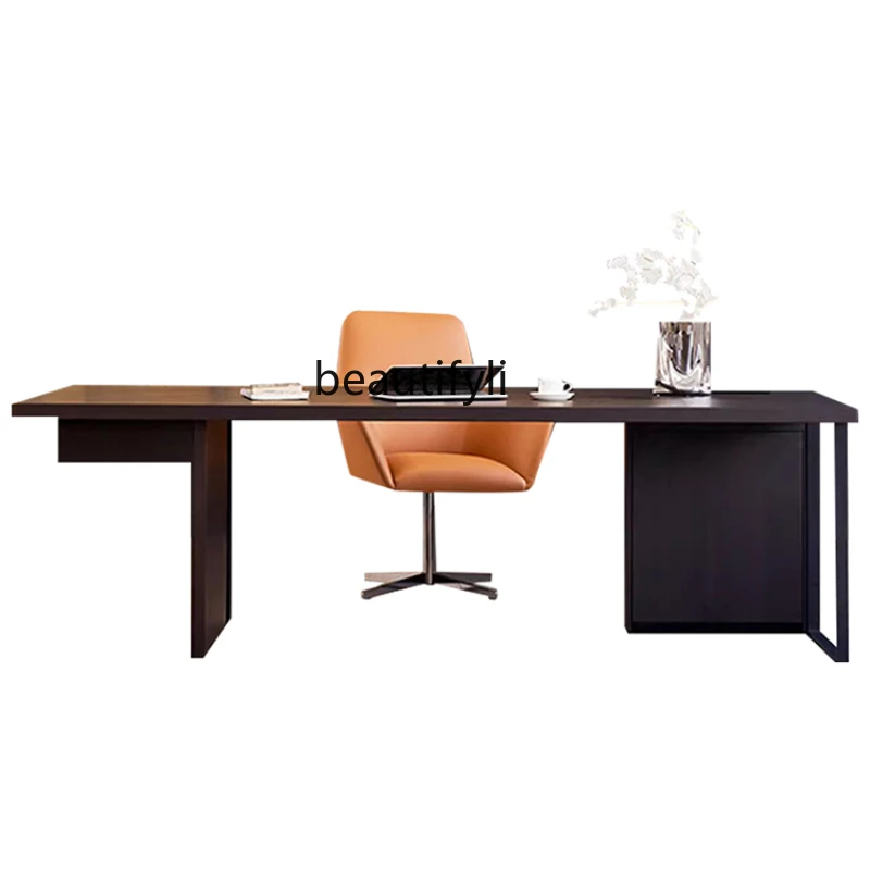 Italian Minimalist Light Luxury Modern Study Desk Boss Desk Solid Wood Office Computer Desk