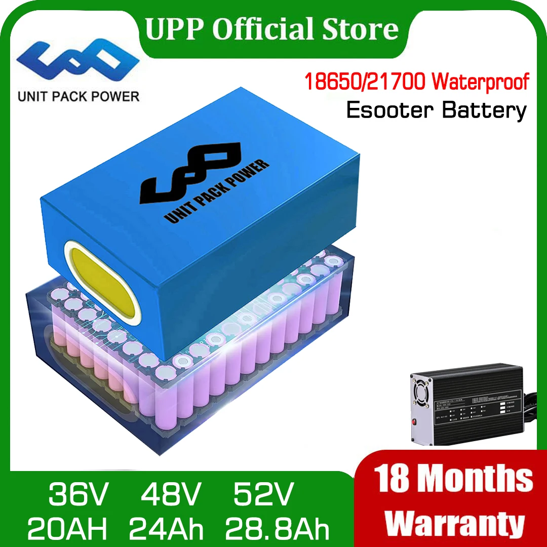 

21700 18650 EScooter Battery 52V 48V 36V 20Ah 24Ah 28.8Ah Lithium EBike Battery Pack for 2000W 1500W 1000W 750W 500W 350W Motor