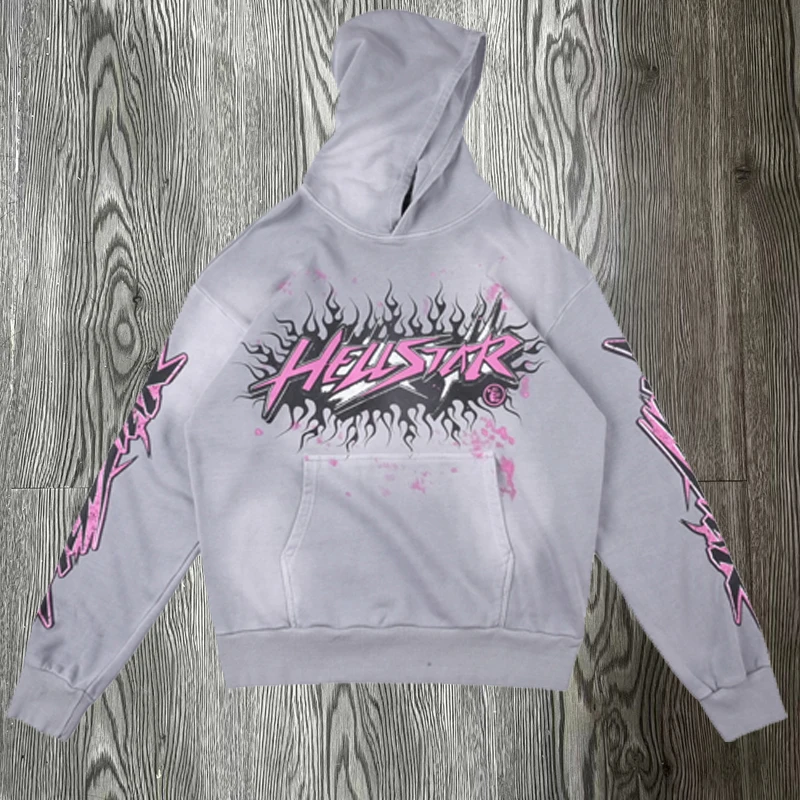 

Толстовка с принтом Hellstar Wash Grey Pink для мужчин и женщин, Высококачественная Свободная Толстовка в стиле хип-хоп с оригинальным ярлыком