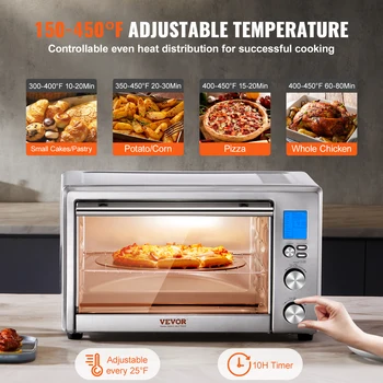 VEVOR 10-IN-1 Convection Oven, 28L/29.6Qt Multifunctional Conventional Oven Countertop, 1800W 4-Tier Toaster 4