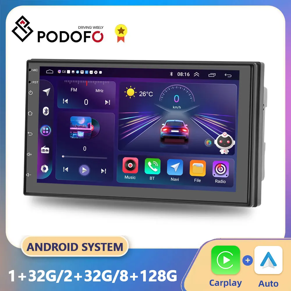 Podofo 7''android 1 32GB 2din Autoradio Stereo GPS Navigation BT 2 Din Auto  Multimedia Player Audio MP5-Player Autoradio - AliExpress