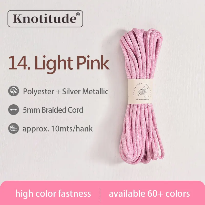 Silver Glossy Polyester Braid Rope with Shiny Lurex Metallic Finish - Ideal for DIY Jewelry Projects, 5mm x 10m