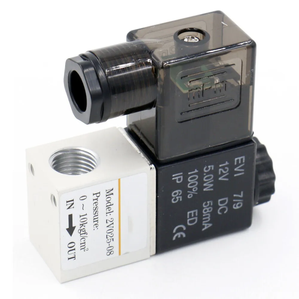 12V 24V 220V 공압 전기 솔레노이드 밸브, 2 위치 2 포트 정상 폐쇄 공기 마그네틱 밸브 6mm 8mm 호스 바브 연결
