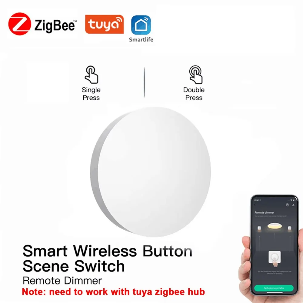 Smart Switch Wireless Switch Tuya ZigBee Button Scene Switch Intelligent Linkage Smart Switch Battery Powered Automation Work With Smart Life Zigbee Devices