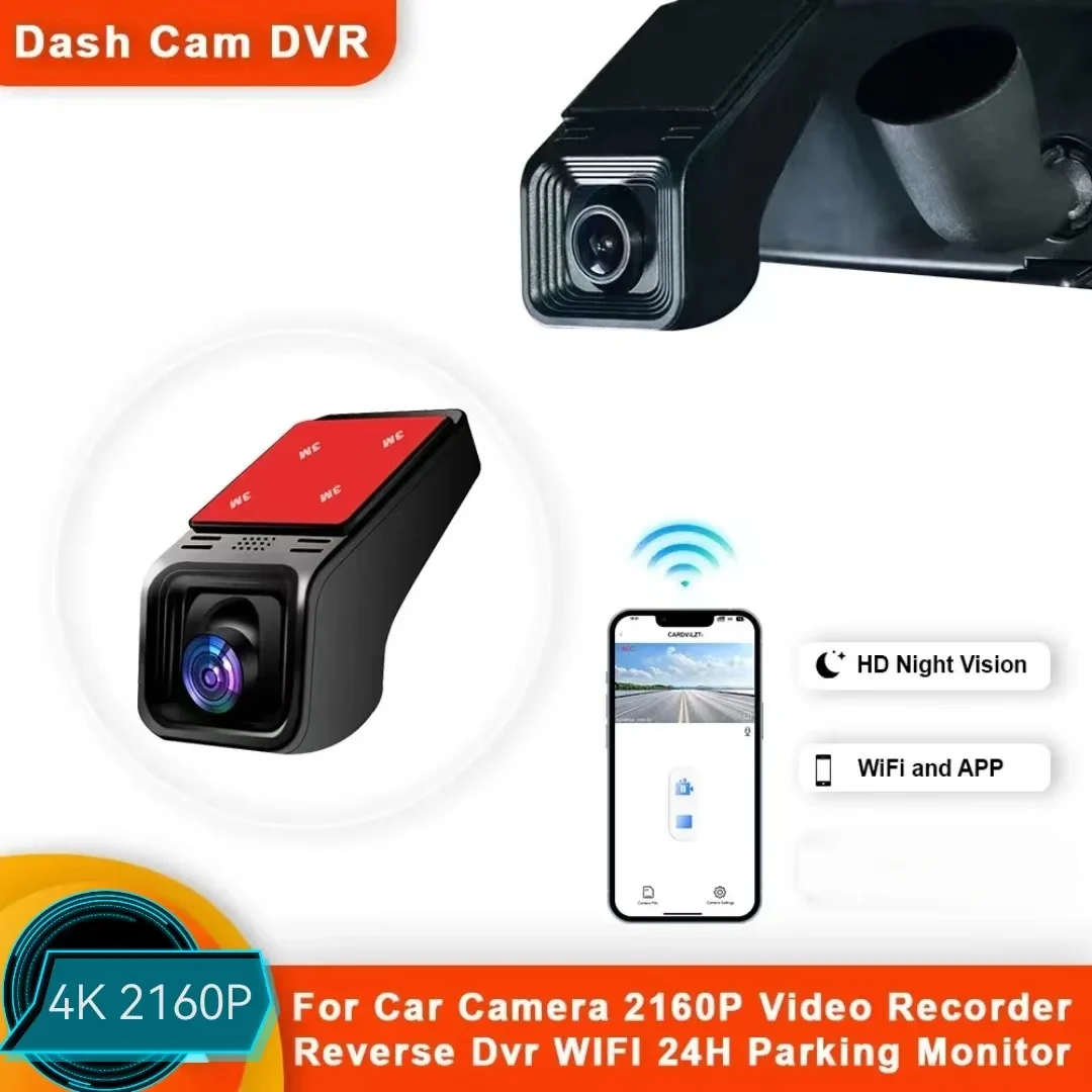 자동차 DVR 대시 캠 카메라, HD 4K, 2160P, 와이파이, 2K, 1600P, 24H 주차 모니터, 앱 제어, 모든 차량용 운전 비디오 녹음기