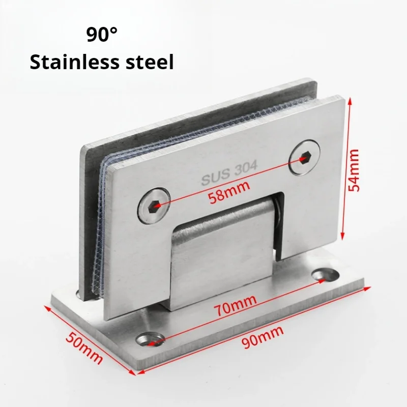 90/180 Degrees Glass Bracket Clamp Shower Door Hinge 304 Stainless Steel Heavy Duty Furniture Hinge Replacement Parts