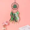 Wholesale Handmade Green Windchimes Home Decor Feather Crafts Dream Catcher 3