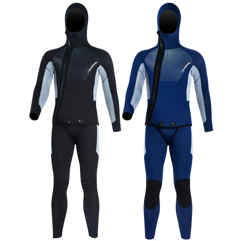 5mm Neoprene Wetsuit Keep Warm Men Open Cell Scuba Diving Suit Hooded Surfing Front Zipper Spearfishing Wetsuit