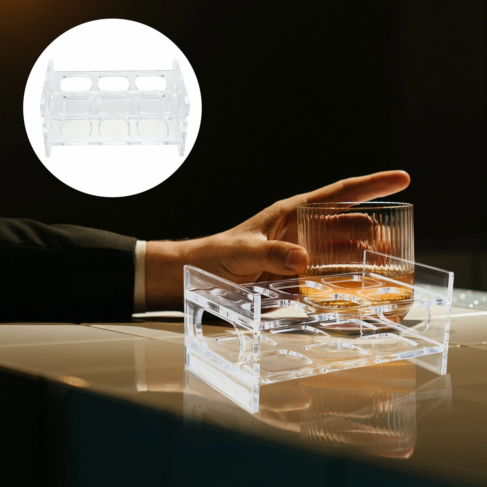 

6/12 Hole Acrylic Shot Glass Holder Transparent Cup Display Rack Whisky Cup Serving Tray Bar Drinkware