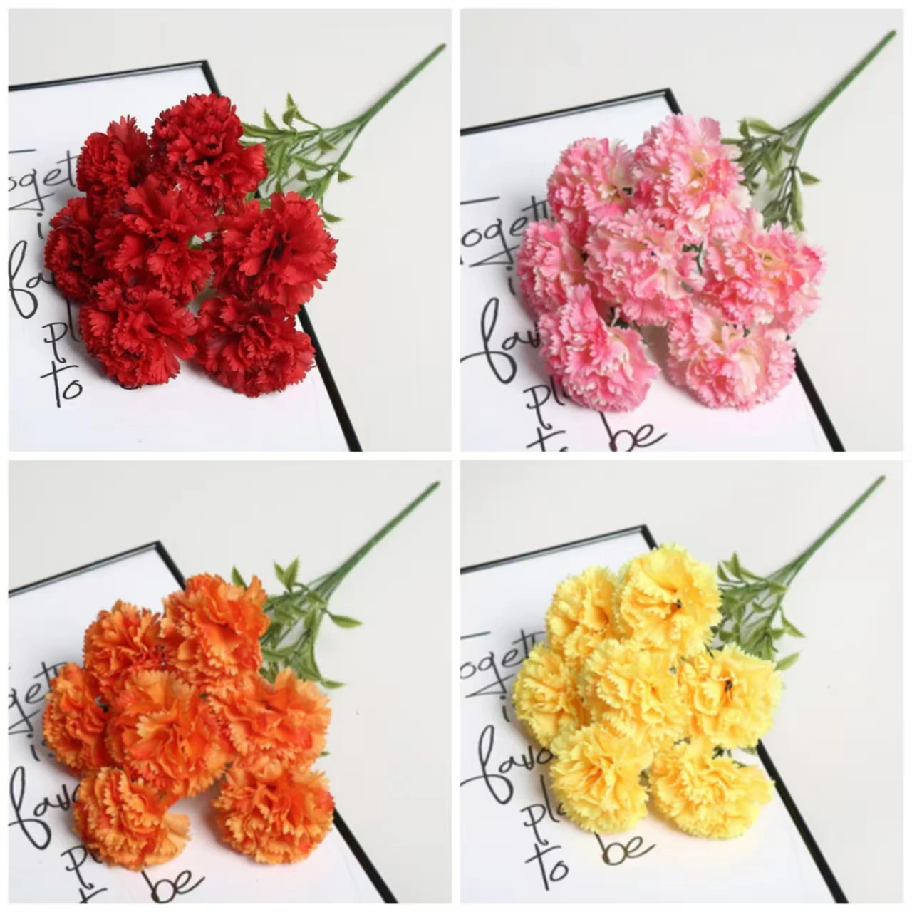 Künstliche Nelkenblumen mit 7 Köpfen – realistische künstliche Nelken für Heimdekoration, Hochzeitssträuße und Partyarrangements DIY Flo