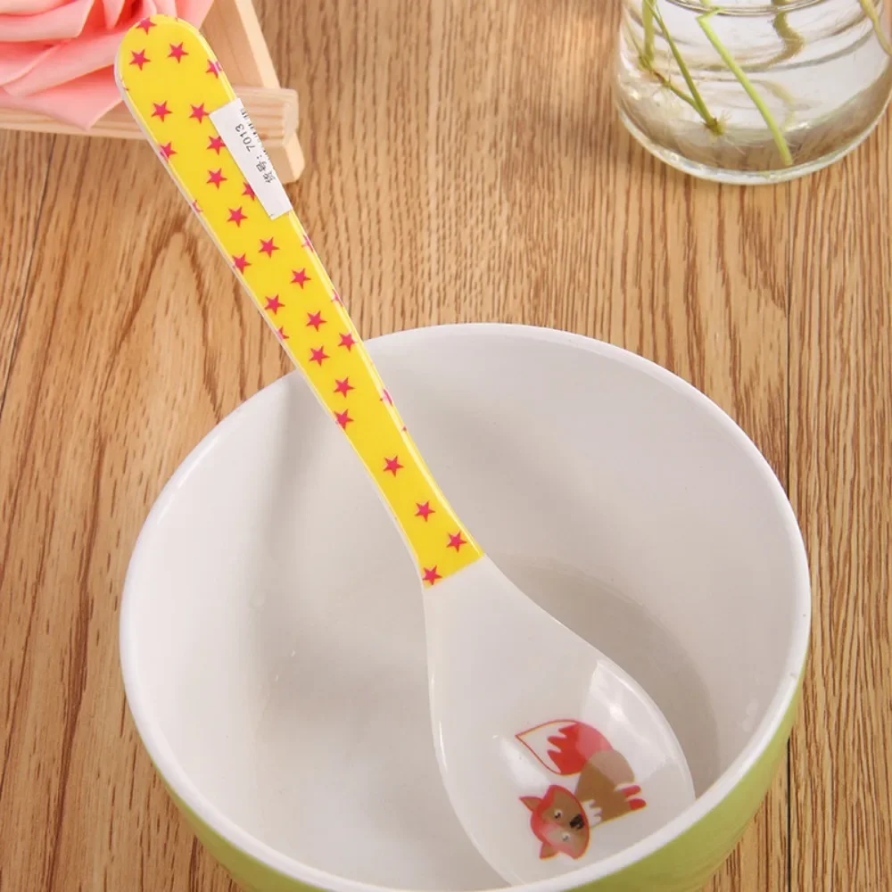 Cute Print Cartoon Baby Kids Feeding Spoon Melamine Baby Spoon Flatware Set baby feeding spoons